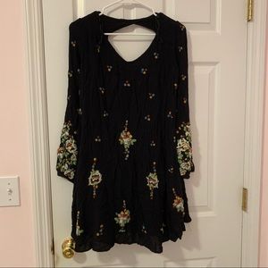 Black Dress with Embroidery from Free People